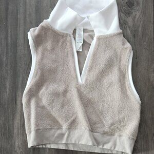Juniors Tan Sleeveless Tennis Style Crop Top from Offline - Size M